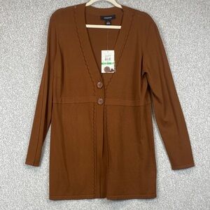 Jones Wear long cardigan L cappuccino brown button front career casual
